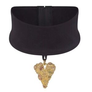 SKIMS Black Choker Necklace with Gold Heart Pendant